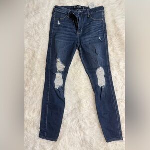 Hollister Dark Blue Distressed Skinny Jeans